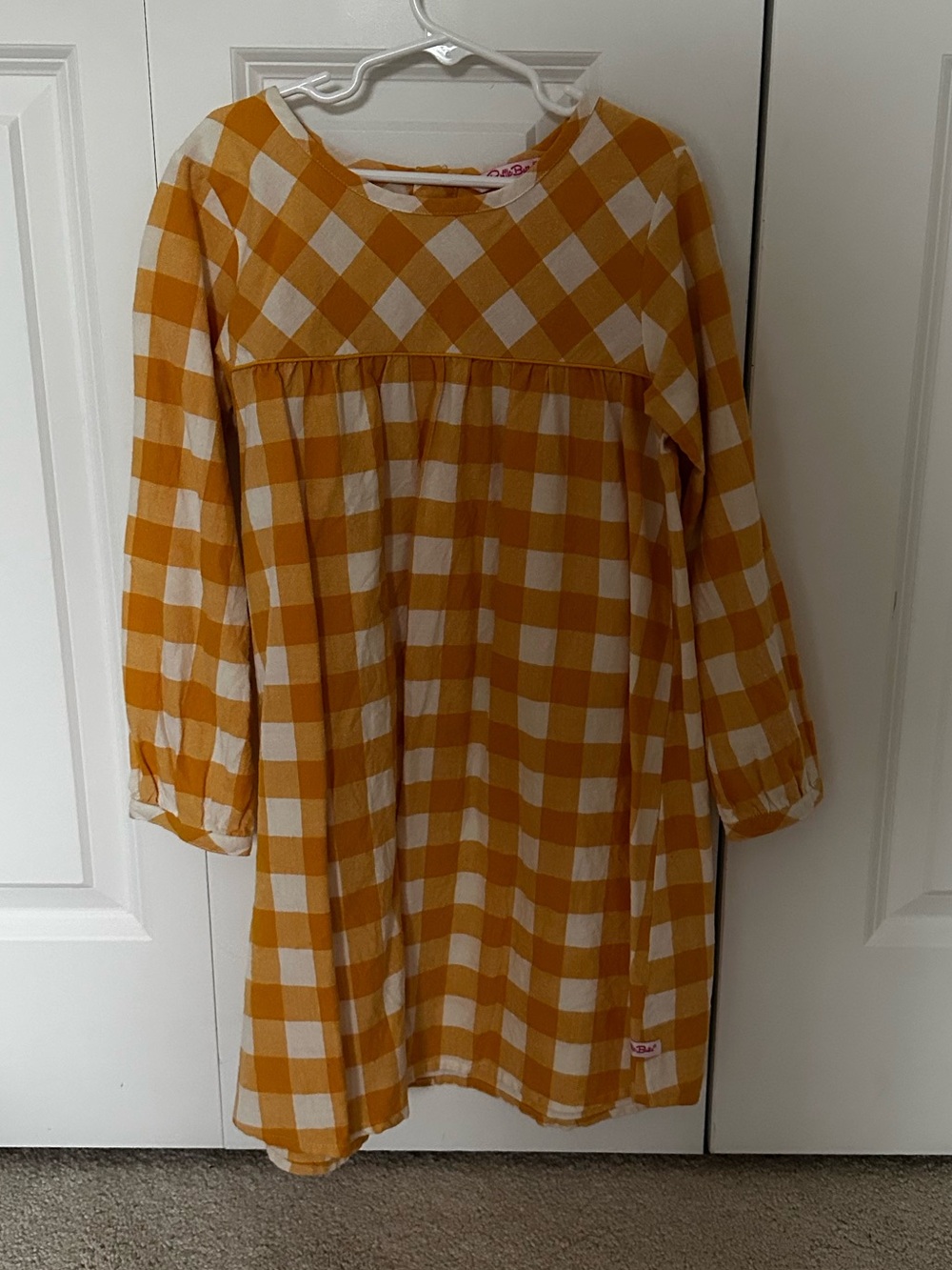 Ruffle Butts Yellow Gingham Long Sleeve Dress